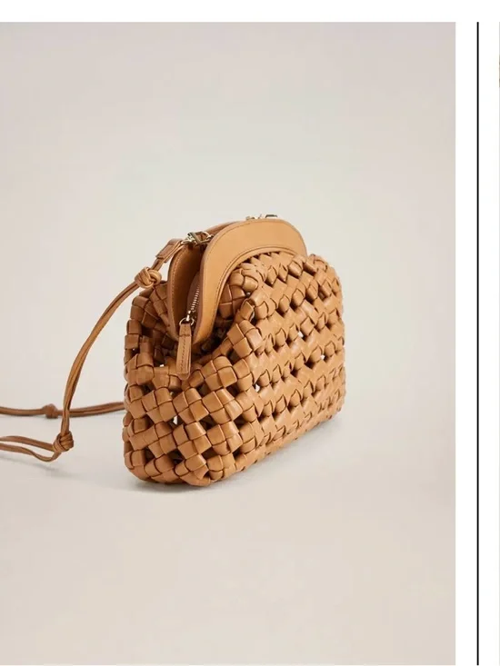 Mango Woven Crossbody Bag in Tan - Picture 2 of 4